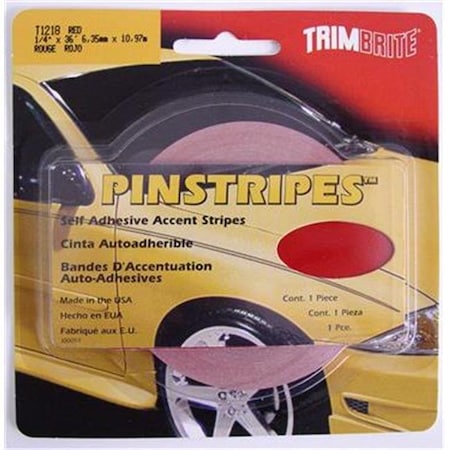 Trimbrite TRIMBRITE T1218 Pinstripe Tape; Red; 0.25 In. X 36 Ft. T18-T1218